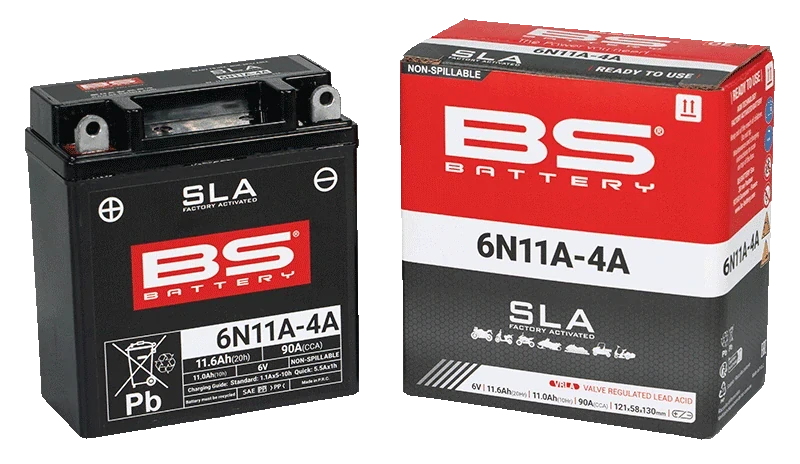 BS-BATTERY 6N11A-4A 6V 11Ah 90A 121x58x130mm L+ AGM bezúdržbová motobaterie