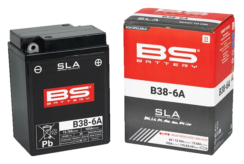 BS-BATTERY B38-6A 6V 13Ah 105A 119x83x161mm P+ AGM bezúdržbová motobaterie