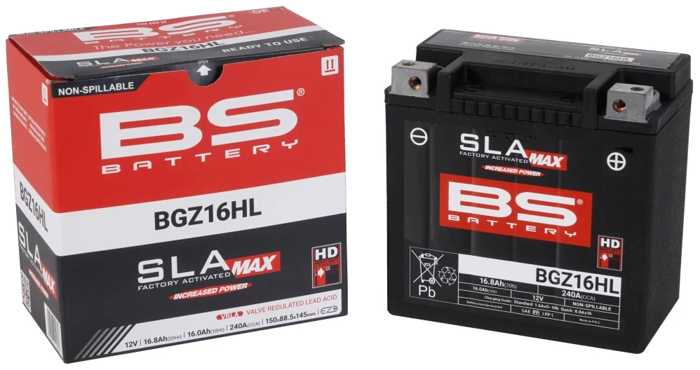 BS-BATTERY BGZ16HL 12V 16Ah 240A (GYZ16HL) 150x88x145mm P+ AGM bezúdržbová motobaterie