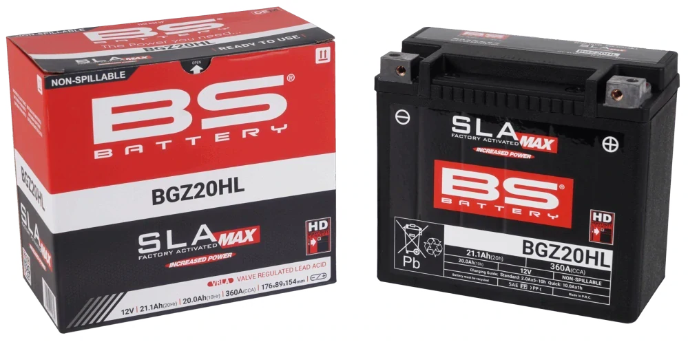 BS-BATTERY BGZ20HL 12V 20Ah 360A 176x89x154mm P+ AGM bezúdržbová motobaterie