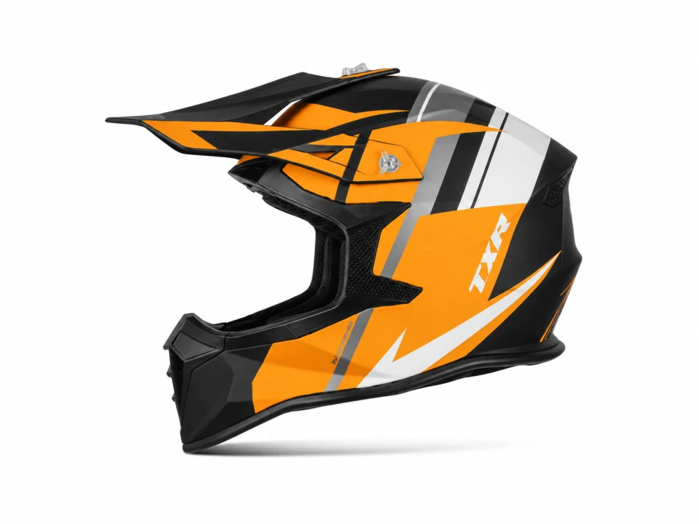 TXR Motokrosová helma Fury černo-šedo-bílo-oranžová XS