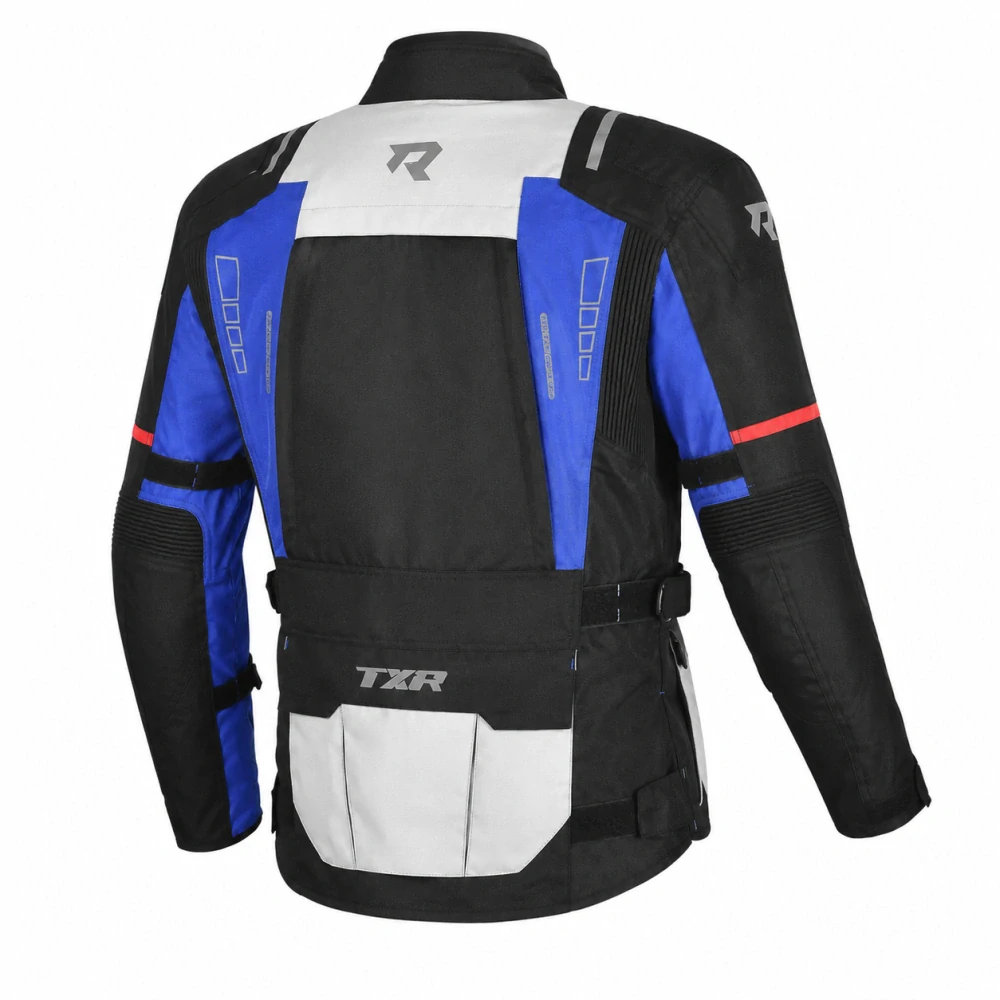 TXR Bunda na motorku Tracer černo-šedo-modro-červená XL