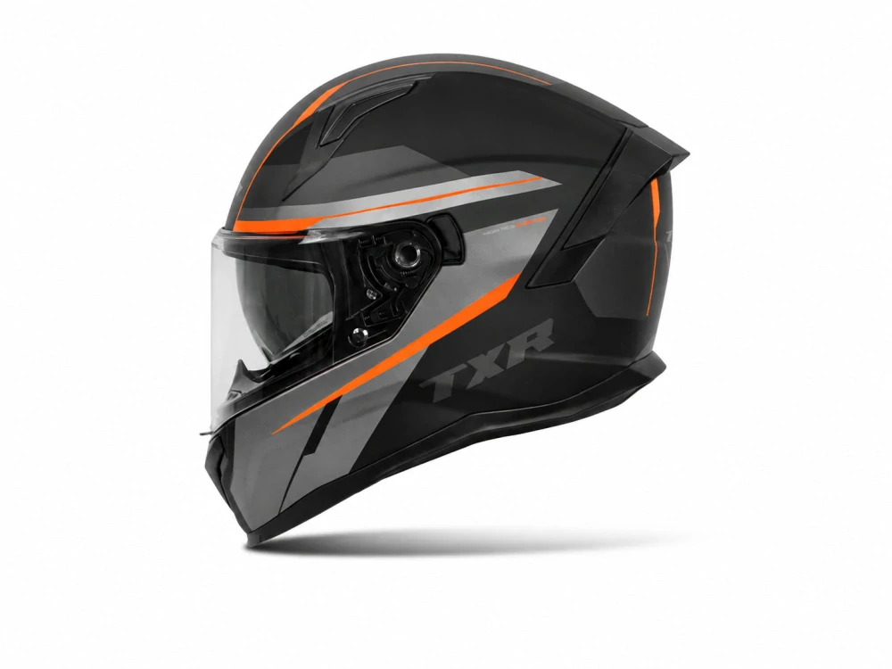 TXR Integrální helma na motorku Raptor černo-šedo-fluo oranžová XS