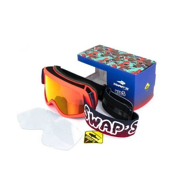 SWAPS Dětské motokrosové brýle Cross Bubble Kid červeno-zlaté iridiové sklo