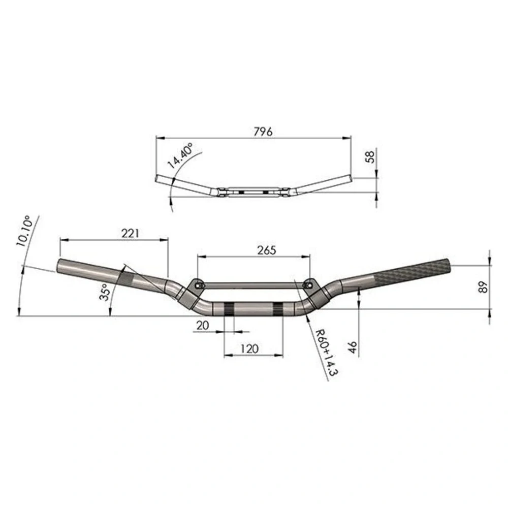 SIFAM Hliníková řídítka 22 mm stříbrná + pěnový chránič, výška 89 mm