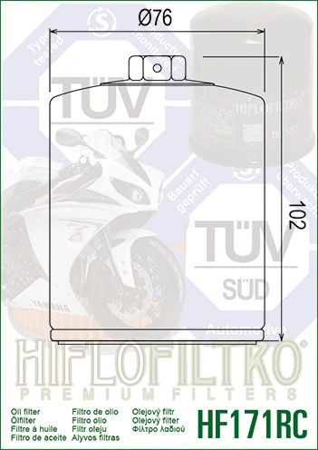 HIFLOFILTRO Olejový filtr HF171CRC Racing chrom