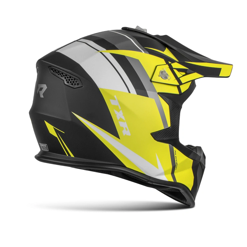 TXR Motokrosová helma Fury černo-šedo-bílo-žlutá M