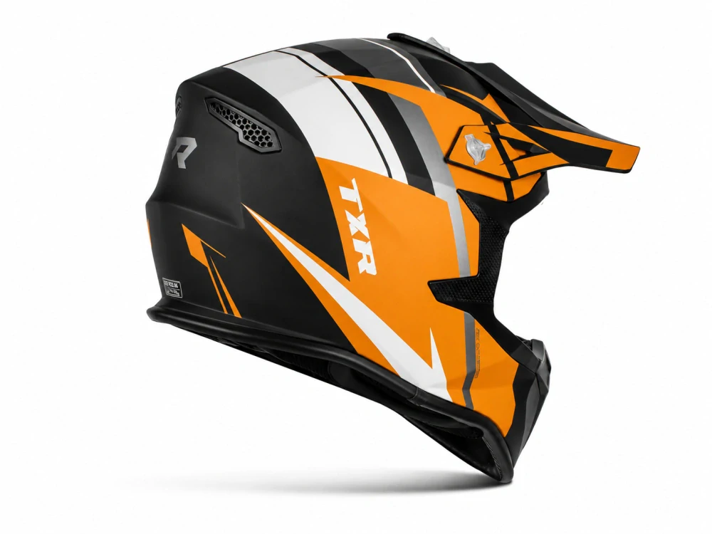 TXR Motokrosová helma Fury černo-šedo-bílo-oranžová L