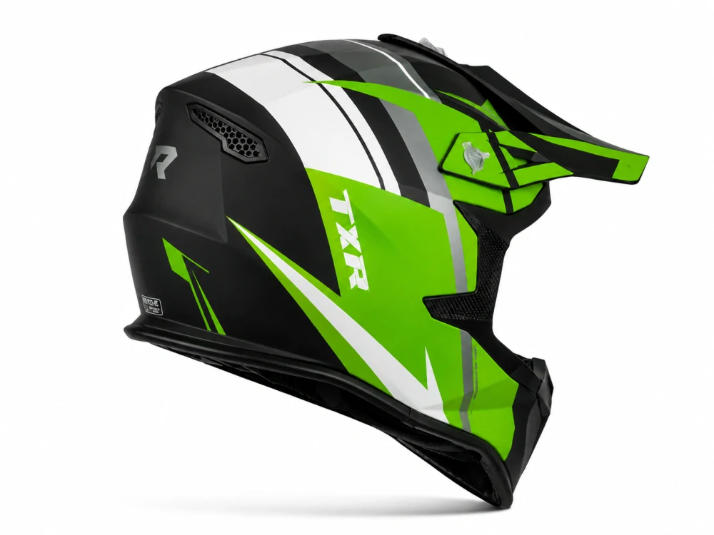 TXR Motokrosová helma Fury černo-šedo-bílo-zelená XS