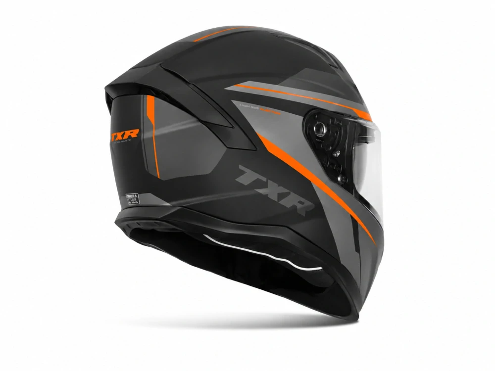 TXR Integrální helma na motorku Raptor černo-šedo-fluo oranžová L
