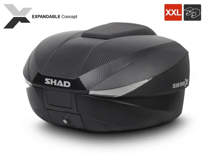 SHAD Vrchní kufr s barevným krytem SH58X (rozšiřitelný) bílá se zámkem PREMIUM