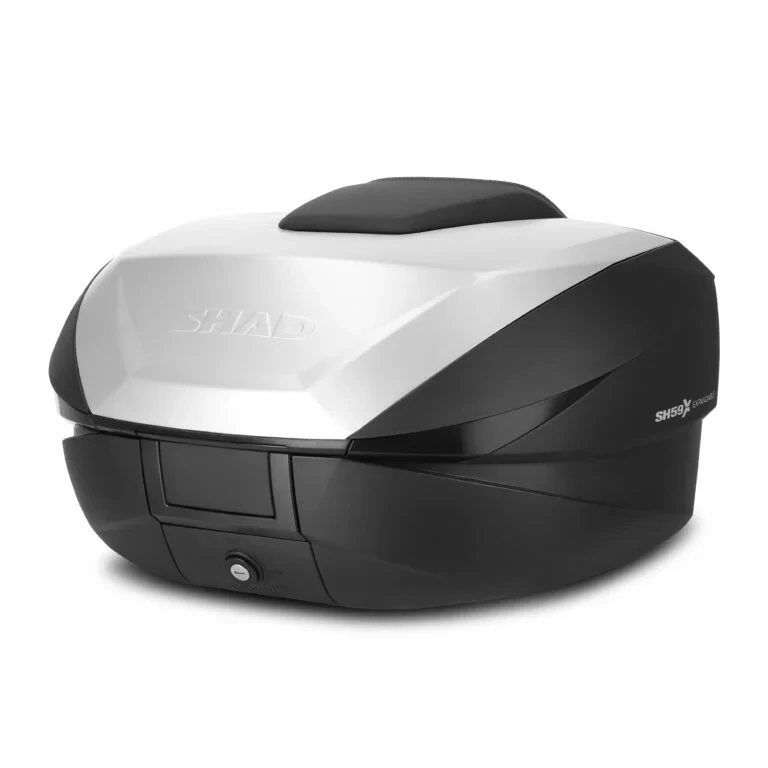 SHAD Vrchní kufr na motorku SH59X D0B59200 černý s hliníkovým krytem (rozšiřitelná koncepce) s PREMIUM SMART zámek a opěrka zad