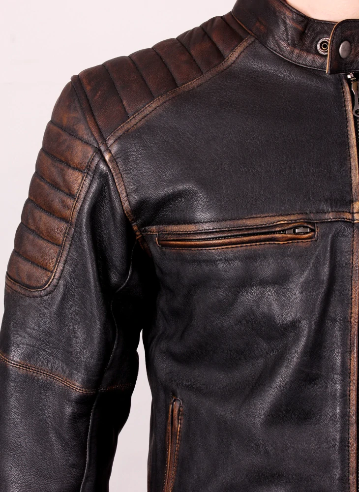 TXR Bunda na motorku Vintage hnědá 3XL