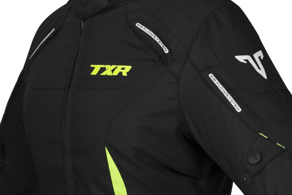 TXR Dámská bunda na motorku Elisa černo-fluo žlutá S
