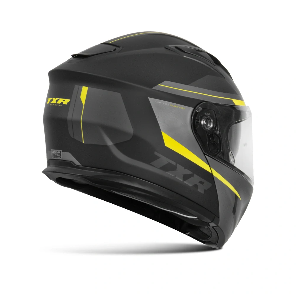 TXR Výklopná přilba na motorku Rival černo-šedo-fluo žlutá XXL