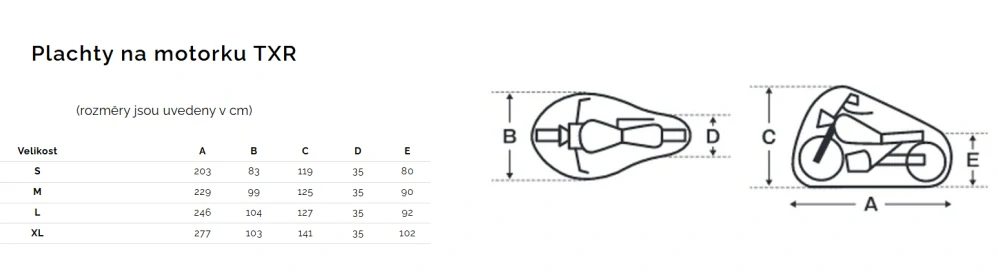 TXR Plachta na motorku TXR M