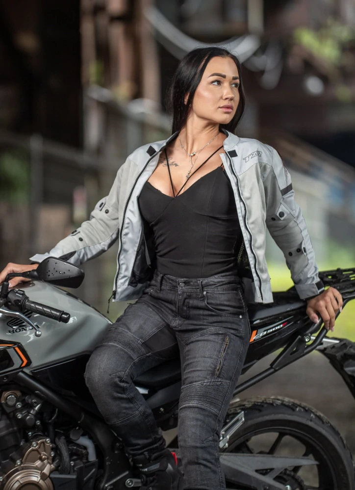 TXR Dámská bunda na motorku Summer stříbrná 3XL