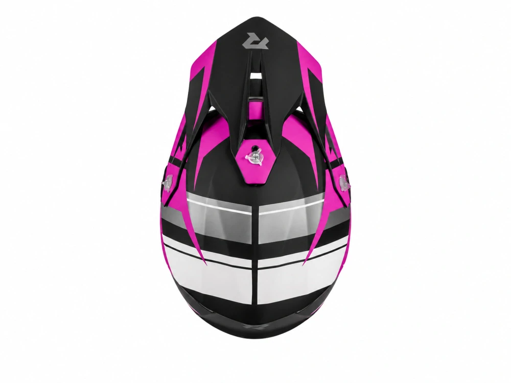 TXR Motokrosová helma Fury černo-šedo-bílo-růžová XS