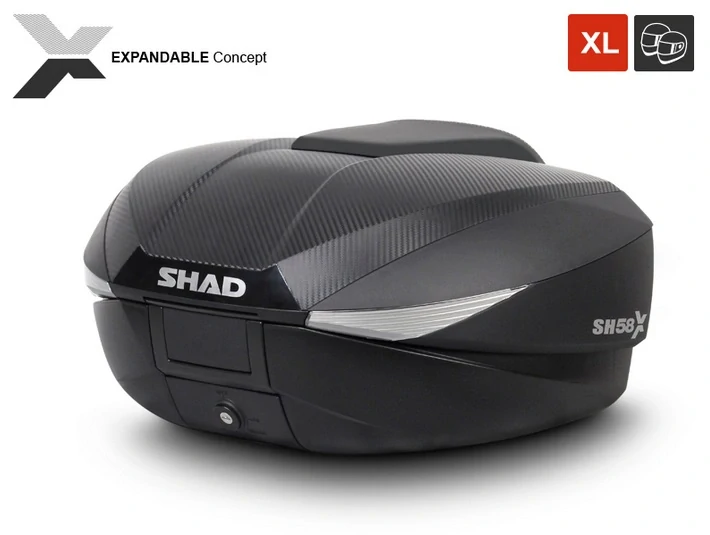 SHAD Vrchní kufr s barevným krytem SH58X (rozšiřitelný) bílá se zámkem PREMIUM