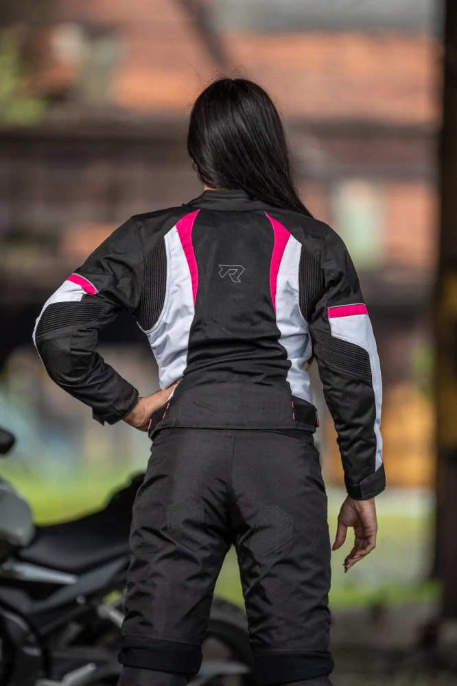 TXR Dámská bunda na motorku Kiara černo-bílo-růžová XS