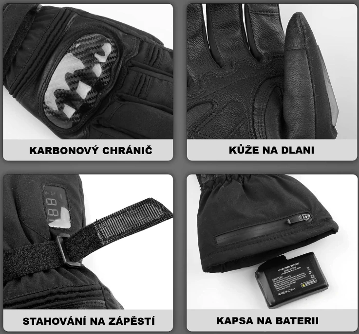 TXR Vyhřívané rukavice na motorku Artic XL