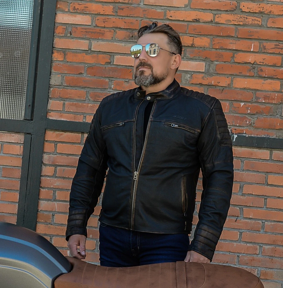 TXR Bunda na motorku Vintage hnědá 3XL