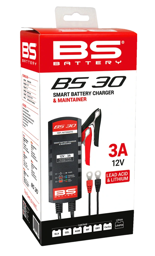 BS-BATTERY Nabíječka akumulátorů SMART BS30 (vhodná také pro lithiové baterie) 12V 3A