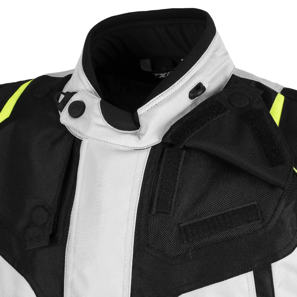 TXR Dámská bunda na motorku Expedition černo-šedo-fluo žlutá L