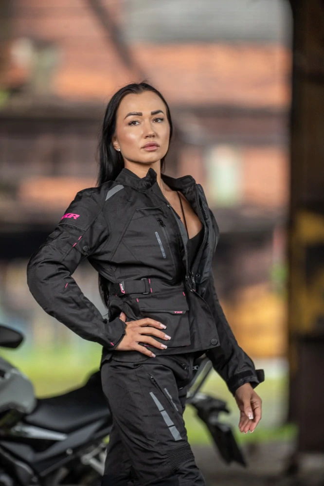 TXR Dámská bunda na motorku Visper černo-růžová S