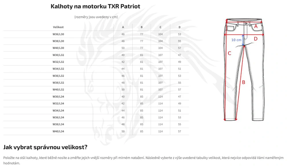 TXR Džíny na motorku Patriot světle modré W44-L30