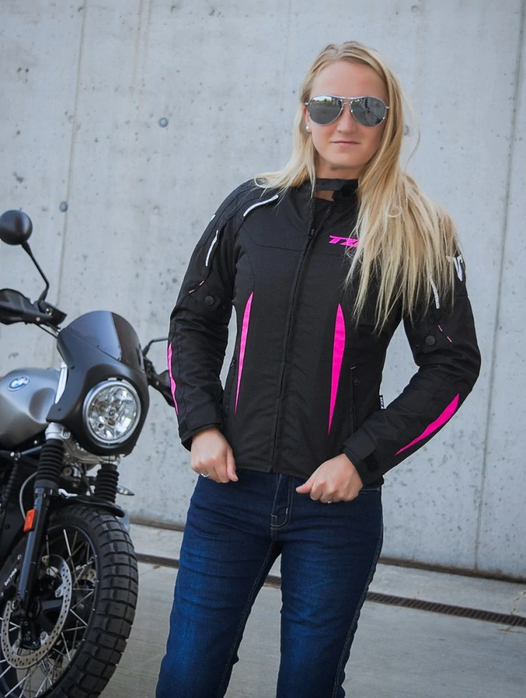 TXR Dámská bunda na motorku Elisa černo-růžová S