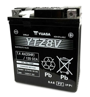 YUASA Motobaterie HP MF AGM YTZ8V 12V 7Ah 130A (113x70x130mm) T5 "+ P"