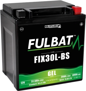 FULBAT FIX30L-BS 12V 30Ah 400A 165x125x175mm P+ GEL bezúdržbová motobaterie