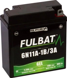 FULBAT 6N11A-1B/3A 6V 11Ah 90A 121x58x130mm P+ GEL bezúdržbová motobaterie