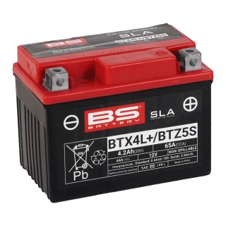 BS-BATTERY BTX4L+ 12V 4Ah 65A (YTX4L / YTZ5S) 113x70x85mm P+ AGM bezúdržbová motobaterie
