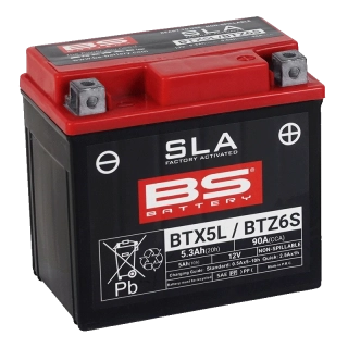 BS-BATTERY BTX5L 12V 5Ah 90A (YTX5L / YTZ6S) 113x70x105mm P+ AGM bezúdržbová motobaterie