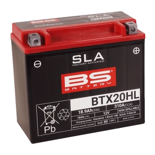 BS-BATTERY BTX20HL 12V 18Ah 310A (YTX20HL) 175x87x155mm P+ AGM bezúdržbová motobaterie