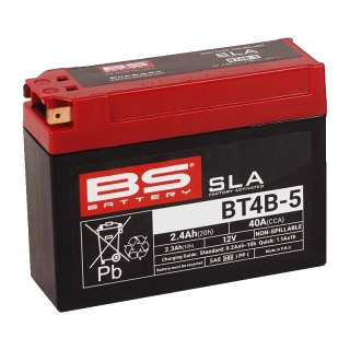 BS-BATTERY BT4B-5 12V 2.3Ah 40A (YT4B-5) 113x38x85mm póly na levé straně AGM bezúdržbová motobaterie