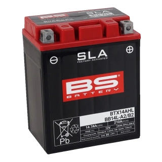 BS-BATTERY BTX14AHL / BB14L-A2/B2 12V 14Ah 210A (YTX14AHL, YB14L-A2, YB14L-B2) 135x90x164mm P+ AGM bezúdržbová motobaterie