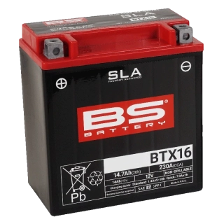 BS-BATTERY BTX16 12V 14Ah 230A (YTX16) 150x87x161mm L+ AGM bezúdržbová motobaterie