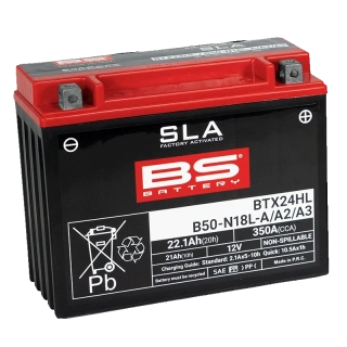 BS-BATTERY BTX24HL / B50-N18L-A/A2/A3 12V 21Ah 350A (YTX24HL, Y50-N18L-A, Y50-N18L-A2, Y50-N18L-A3) 205x87x162mm P+ AGM bezúdržbová motobaterie