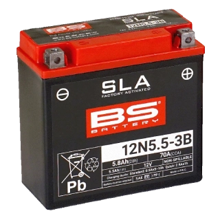 BS-BATTERY 12N5.5-3B 12V 5Ah 70A (12N5.5-3B) 135x60x130mm P+ AGM bezúdržbová motobaterie
