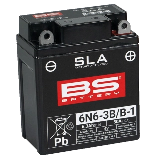 BS-BATTERY 6N6-3B/B-1 6V 6Ah 50A (6N6-3B/6N6-B-1) 95x55x117mm P+ AGM bezúdržbová motobaterie