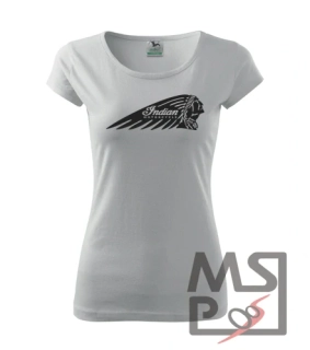 Dámské Triko s moto motivem 77 Indian S bílé