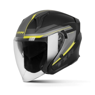 TXR Otevřená helma na motorku City černo-šedo-fluo žlutá XL