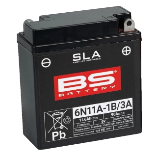BS-BATTERY 6N11A-1B/3A 6V 11Ah 90A (6N11A-1B, 6N11A-3A) 121x58x130mm P+ AGM bezúdržbová motobaterie