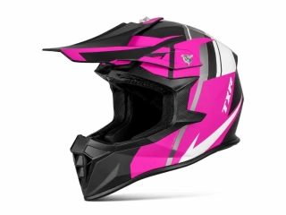 TXR Motokrosová helma Fury černo-šedo-bílo-růžová XS